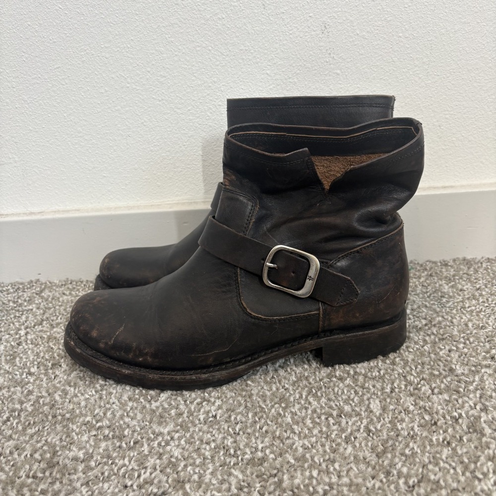 FRYE Veronica Flex Bootie Size 9B Womens Antique Black Moto 3470654